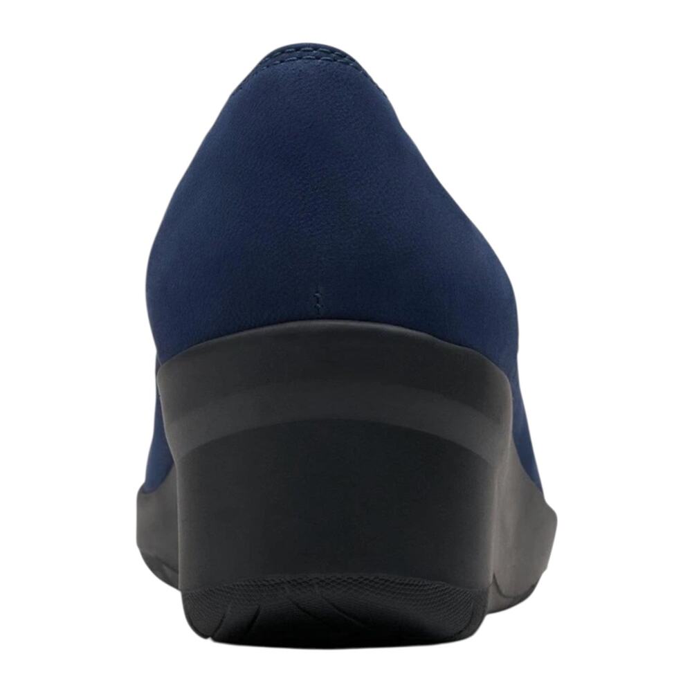 Clarks Women's Suttyn Kaylie Nubuck Leather Wedge Heel Pumps Navy Size 6 W - Picture 3 of 5